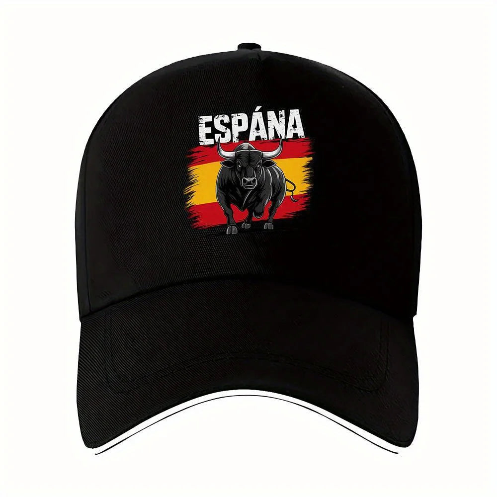 1pc of "ESPANA" Featuring a Spanish Bull, a Printed Baseball Cap That Is Unisex And Appropriate for Any Season