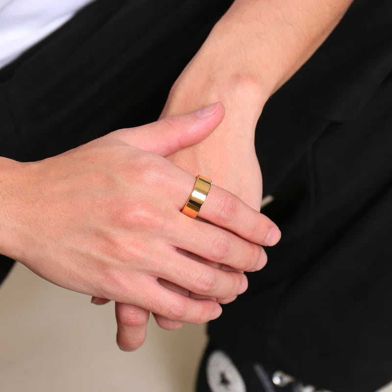 Basic 8mm Wedding Bands for Men, Male Classic Plain Tungsten Carbide Finger Band Ring Jewelry