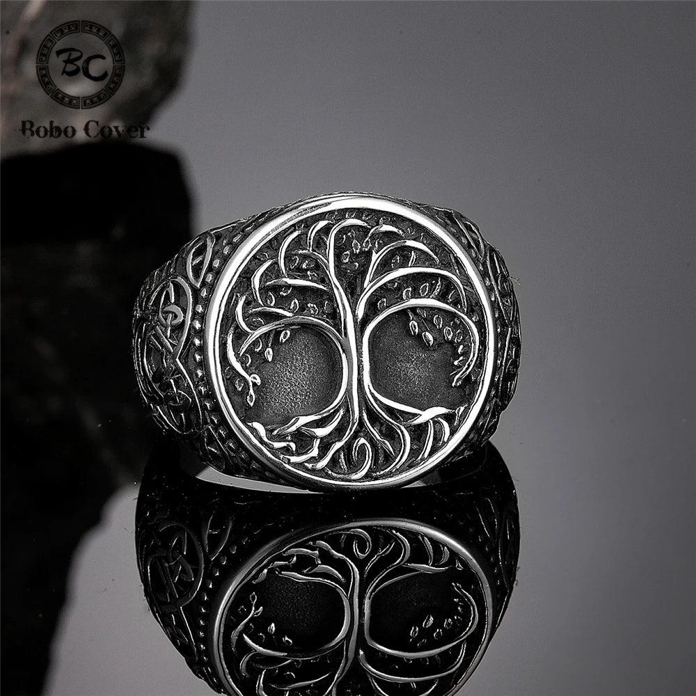 PENDRA Celtic Knot Rune Steel Ring
