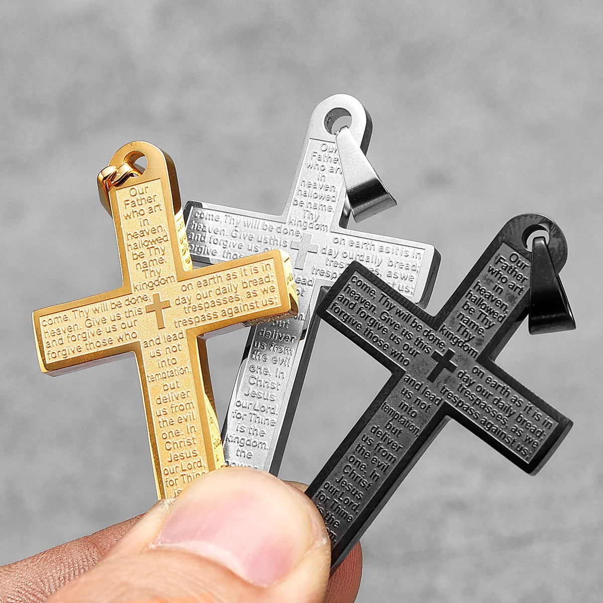 PENDRA Religon Cross Bible Steel Necklace