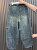 PENDRA Curved Cut High Waist Wide Leg Jeans