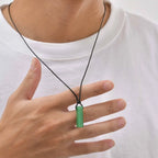PENDRA Leather Stone Pendant Necklace