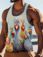 PENDRA Cartoon Chicken Printed Vacation Tank Sleeveless Beach Tank Top