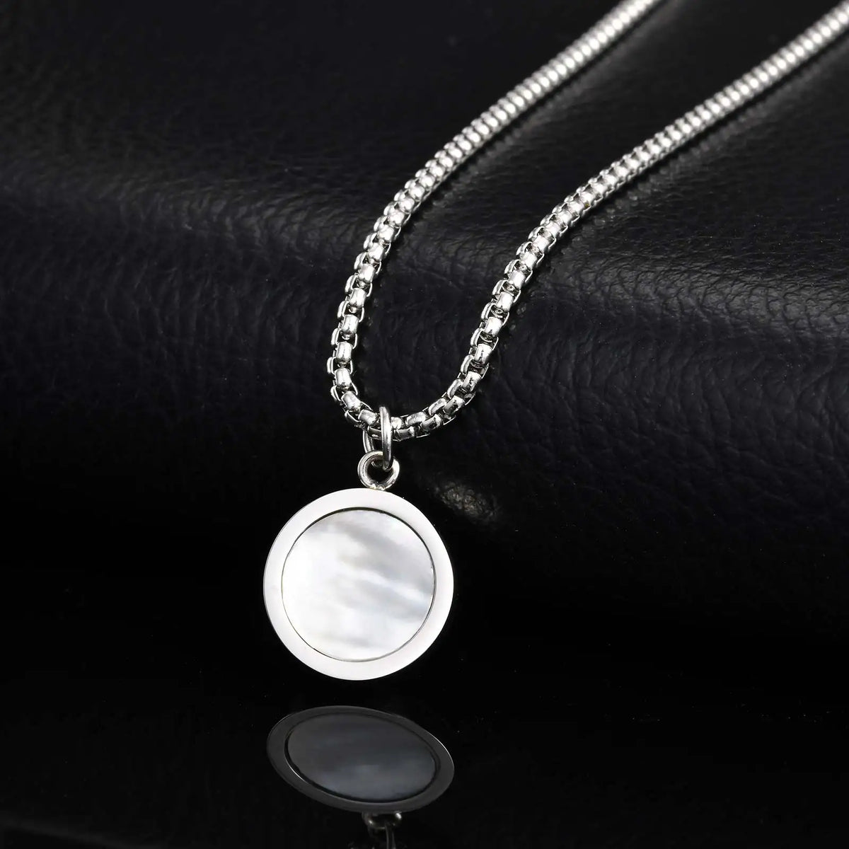 Round Pendant Necklace for Men Boys,Stainless Steel Tiger Eye Natural Stone Pendant Necklaces,Hip Hop Jewelry Gifts