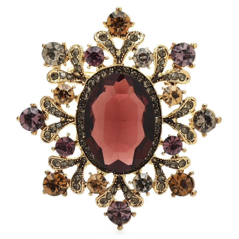 PENDRA Royale Crystal Round Flower Brooch