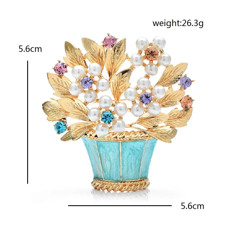 PENDRA Fleuris Luxury Pearl Flower Pot Brooch