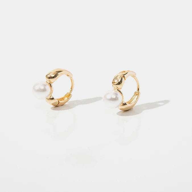 VENTFILLE Silver Gold Color Pearl Hoop Earrings for Women Girl Gift Wedding Party Clasp Jewelry Dropshipping Wholesale
