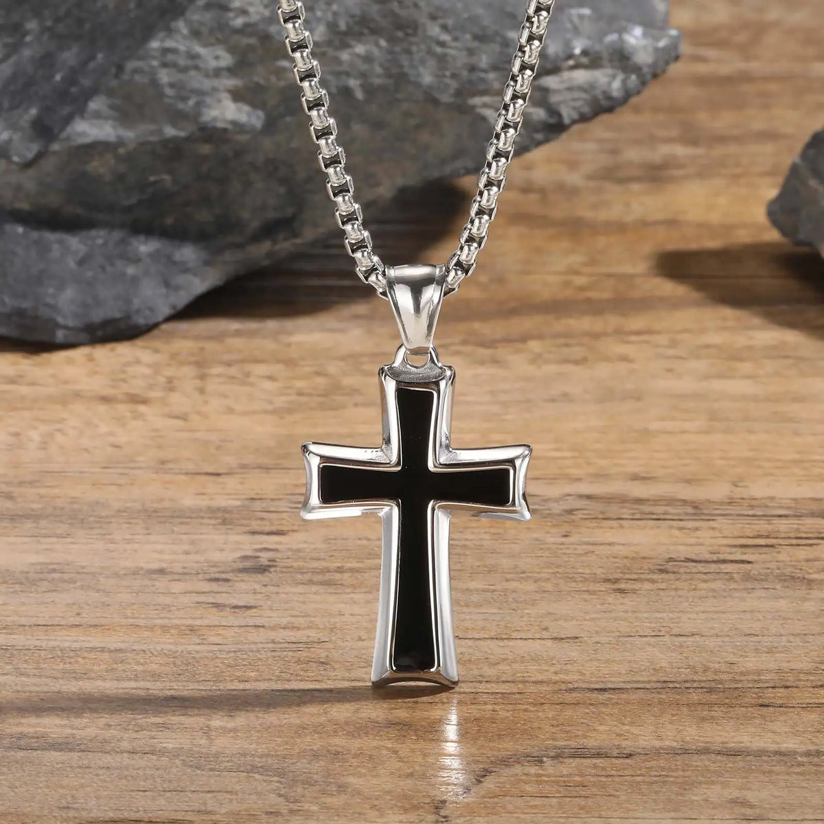 PENDRA Cross Black Glue Pendant Necklace