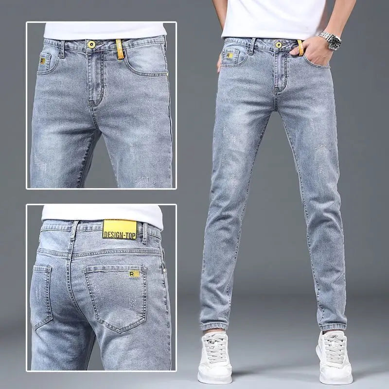 Luxury Summer Designer Korean Classic Streetwear Cowboy Pants for Men Fashionable and Comfortable Boyfriend Skinny Jeans Men