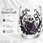 PENDRA Gothic Skull Silver-Glitter Purple-Rose Stemless Glass Tumbler