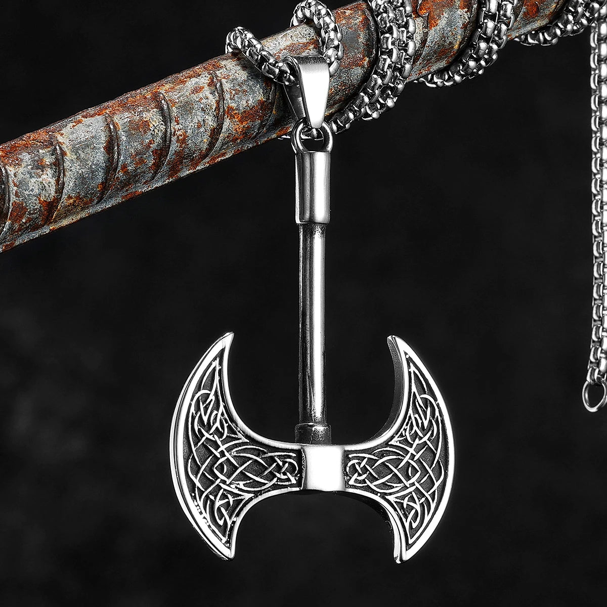 PENDRA Edged Axe Carving Steel Necklace