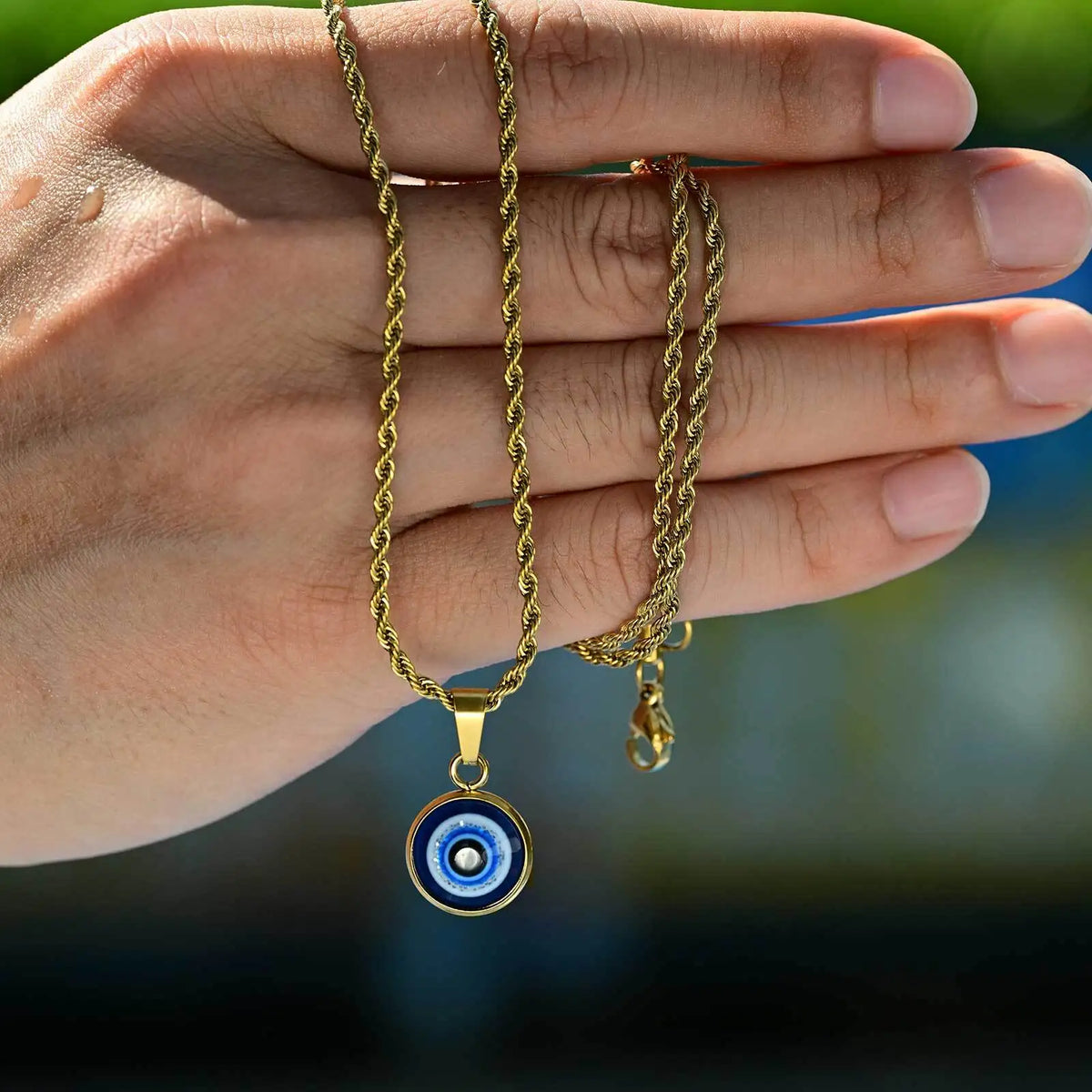 Stainless Steel Evil Eyes Necklace for Men Women,Waterproof Nazar Boncuğu Collar,Stylish Jewelry Gift