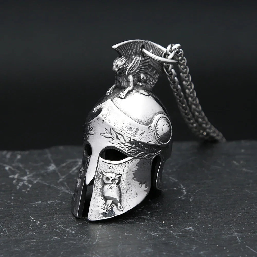PENDRA Spartanhelm 3D Stainless Steel Spartan Helmet Pendant
