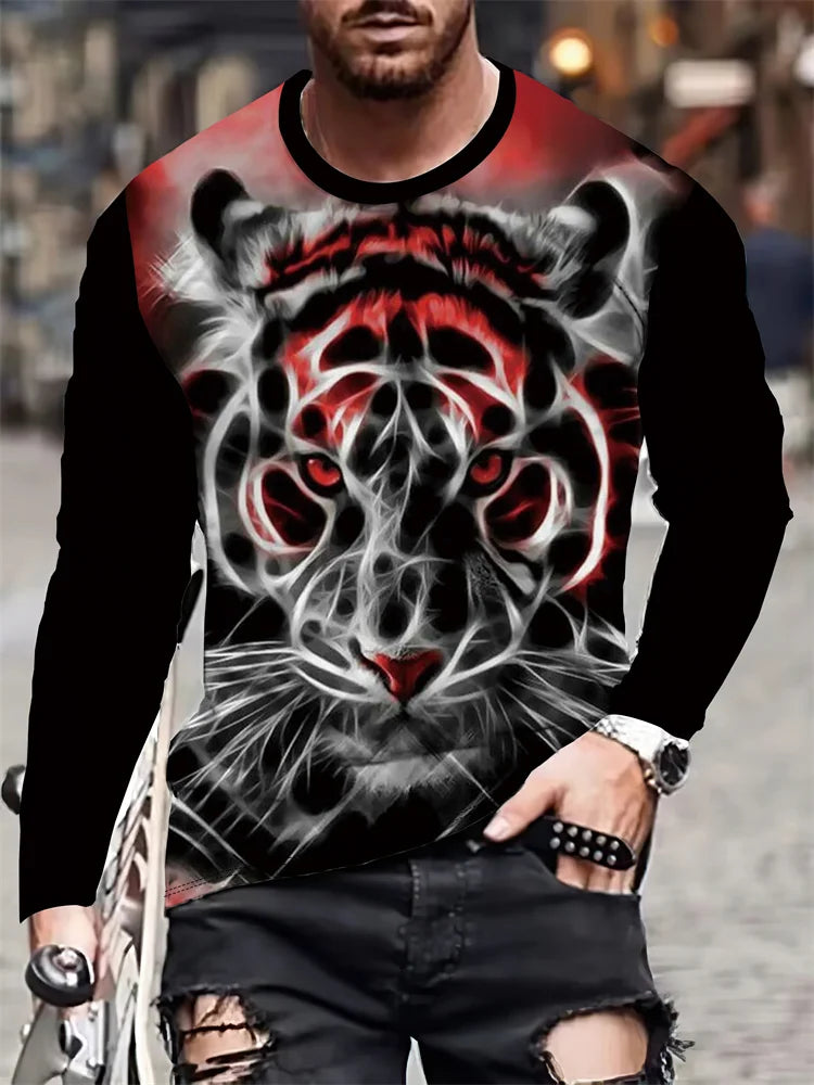 PENDRA Long Sleeve Tiger Print T-Shirt
