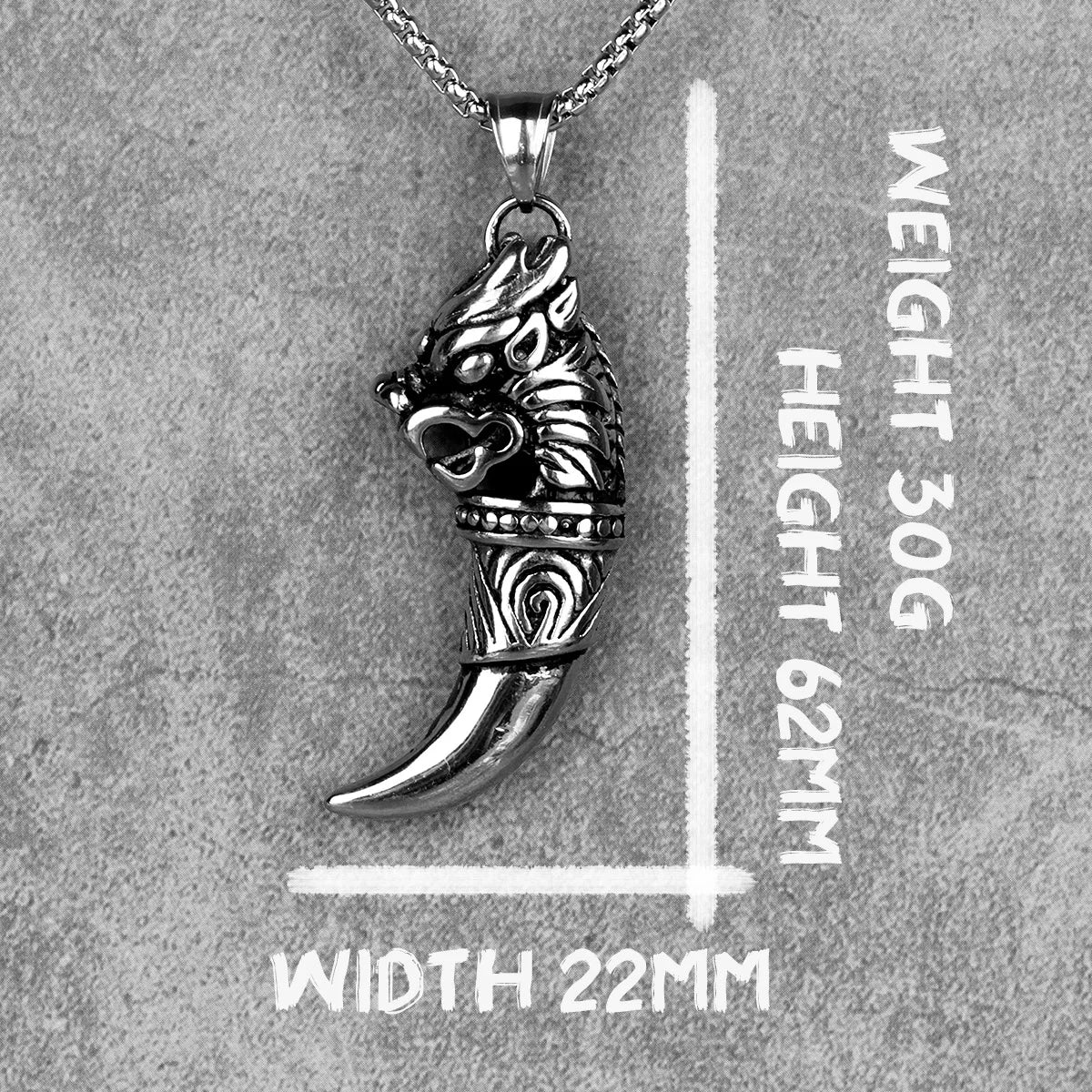 Unicorn Tooth Amulet Mens Long Necklaces Pendants Chain Hip Hop for Boy Male Stainless Steel Jewelry Creativity Gift Wholesale