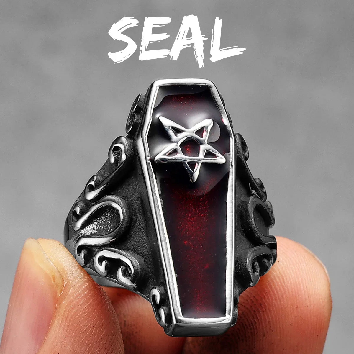 Gothic Mummy Vampire Coffin Men Rings Stainless Steel Retro Punk Rock New In Women Jewelry Fashion Accessories Gift Wholesale