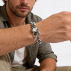Rock Punk Men's Snake Head Chain Bracelet,11MM Stainless Steel Thick Chain Wristband,Birthday Party Gift for Him