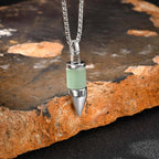 Stylish Bullet Necklaces for Men,Stainless Steel Natural Stone Pendant Necklace,Healing Jewelry Gift for Father Husband Son