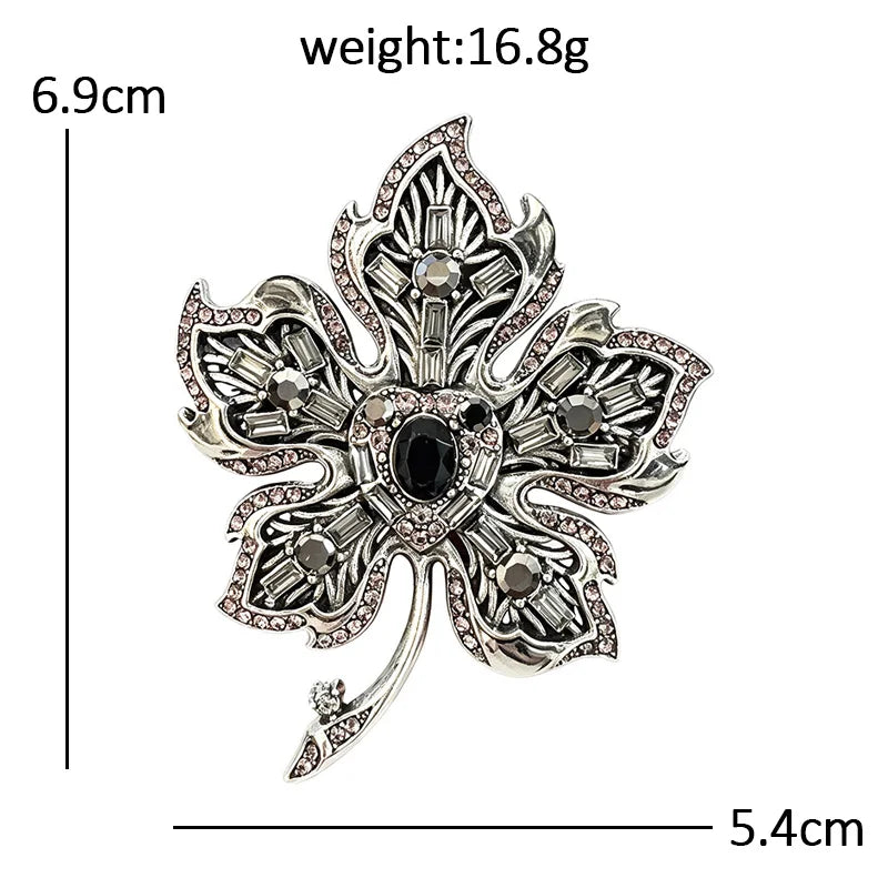 PENDRA Mapletta 4-Color Vintage Rhinestone Leaf Brooch