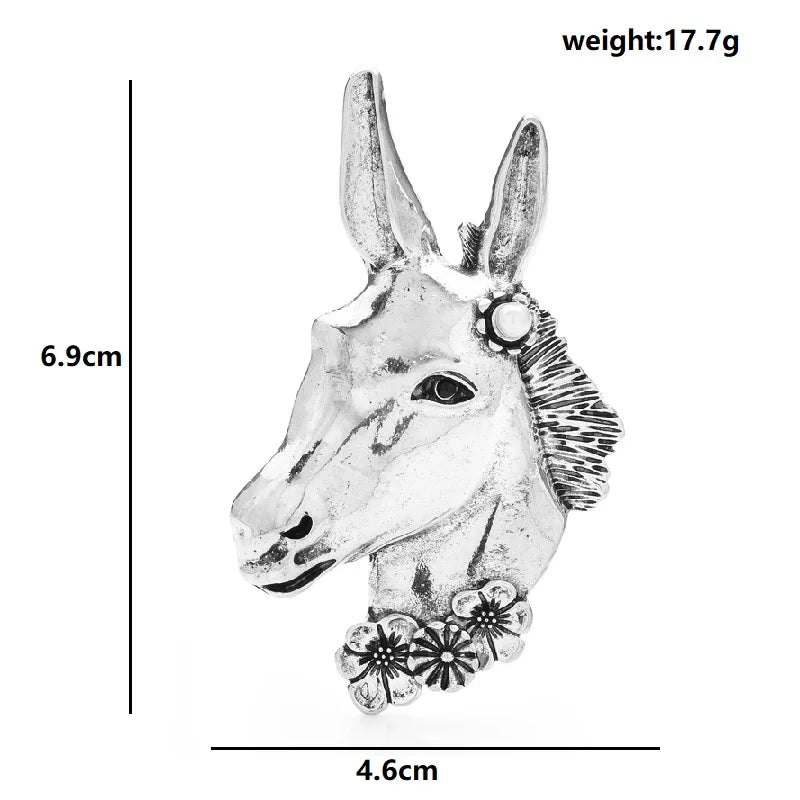 Wuli&baby Retro Lovely Horse Head Brooches For Women Unisex Metal Animal Party Casual Brooch Pins Gifts