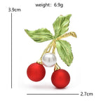 PENDRA Cherrina Red Enamel Cherry Brooch