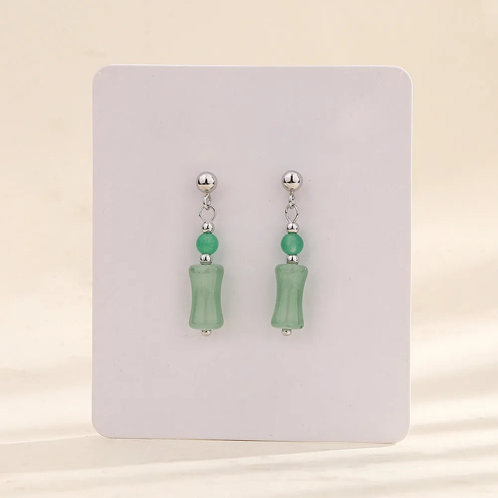 VENTFILLE 925 Silver Gold Color Hetian Jade Earrings for Women Girls Festival Gift Green Round Jewelry Dropshipping Wholesale