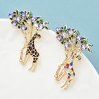 PENDRA Leaf-Eating Giraffe Enamel Animal Brooch