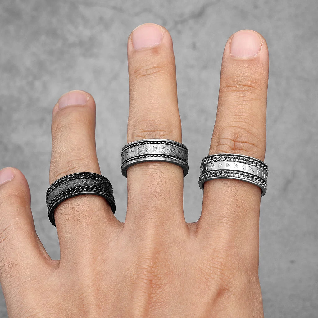 PENDRA Runes Nordic Boyfriend Steel Ring