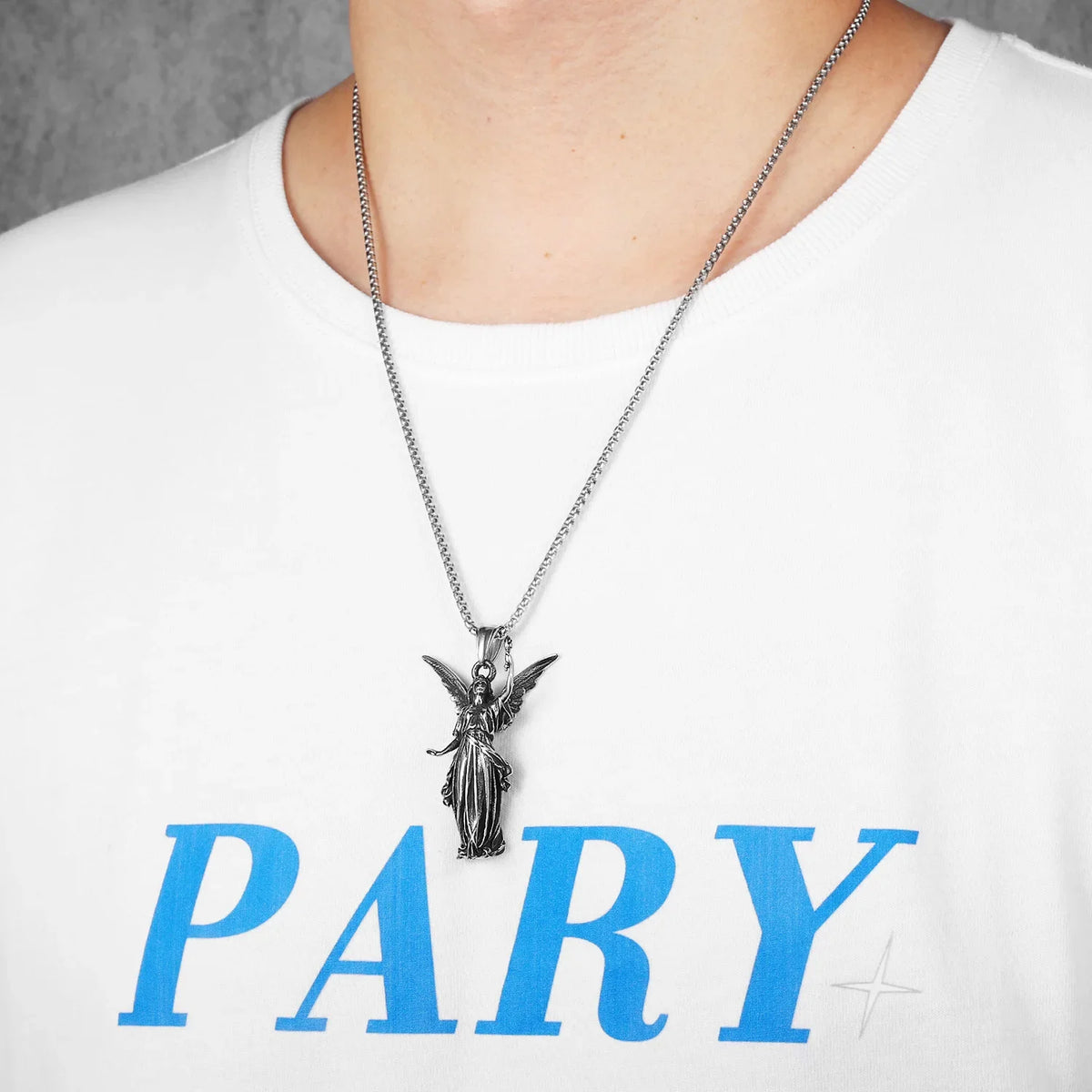 PENDRA Angel Statue Liberty Steel Necklace
