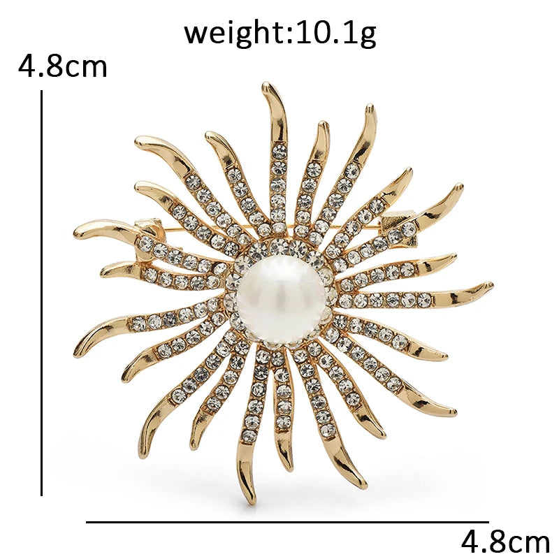 PENDRA Sunelle Rhinestone Sun Flower Brooch