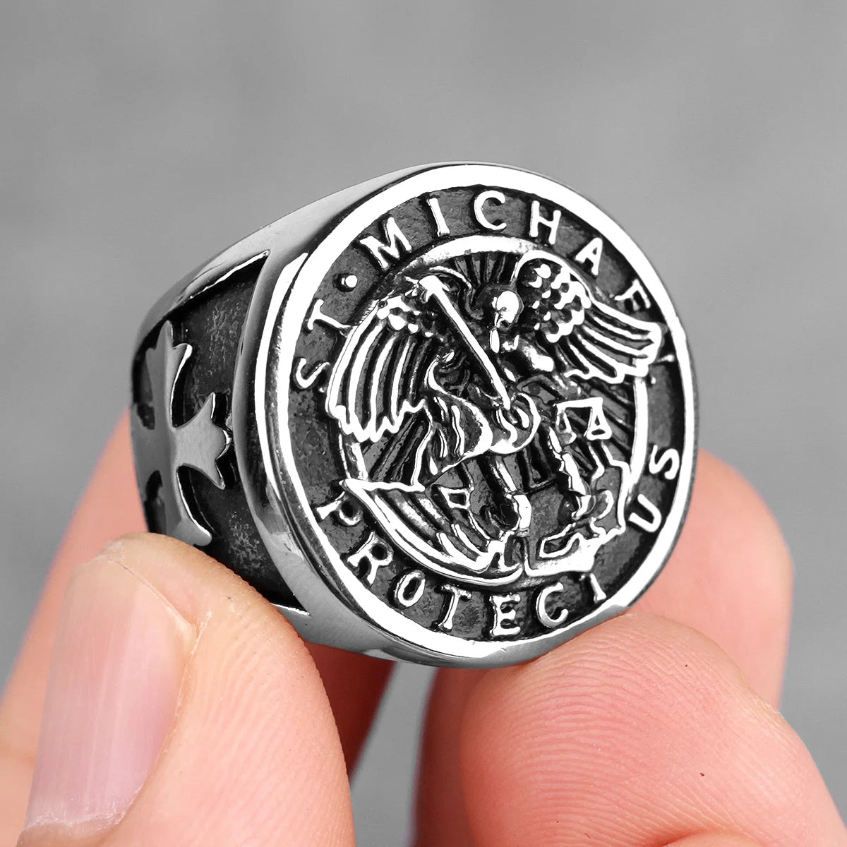 PENDRA St Michael Good Steel Ring