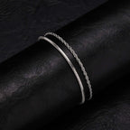2pcs/set Thin Chain Bracelet for Men Boys,Stainless Steel Twisted Rope Chain Wristband,Adjustable Link Chains