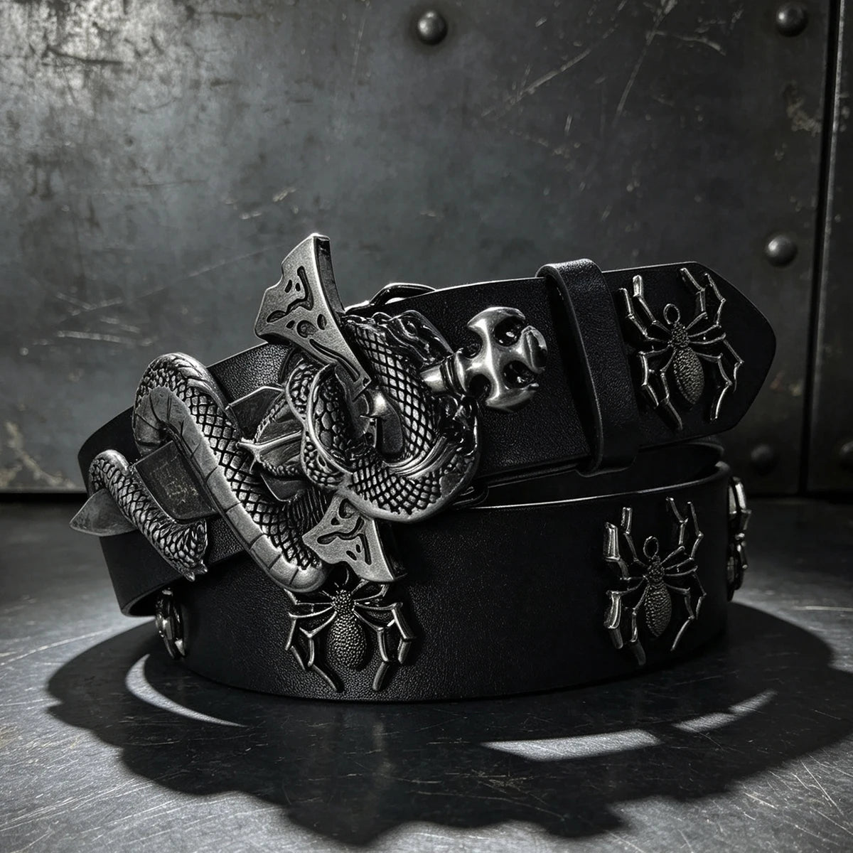 Luxury Desiner Rhinestone Spider Men's Belt Gothic Accessorise Women's Jeans Trouses Belt 3.8cm Wide Punk Belt for Halloween Day
