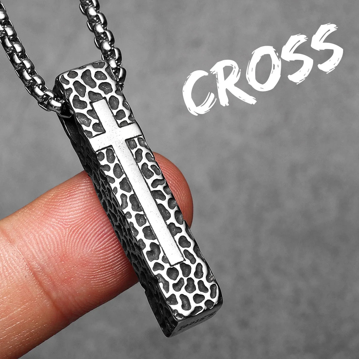 Texture Cross Men Necklaces Stainless Steel Pendant Chain Women Fashion Retro Jewelry Punk New In Accessories Gifts Wholesale