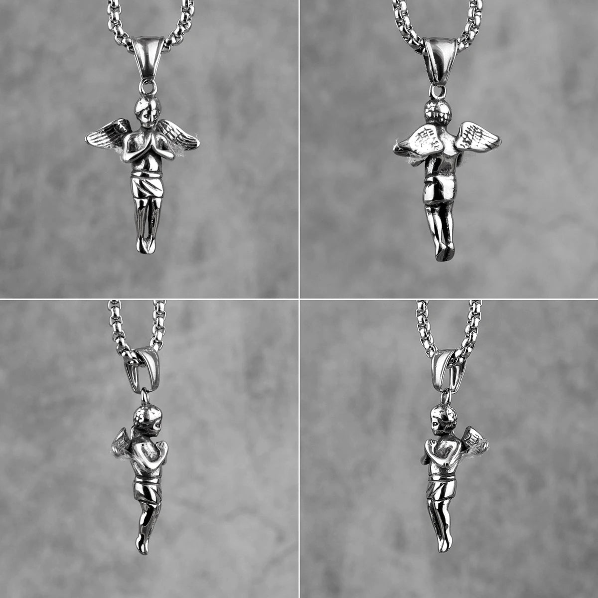 Angel Prayer Child Stainless Steel Men Necklaces Pendants Chain Religion for Boyfriend Male Jewelry Creativity Gift Wholesale