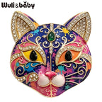 PENDRA Selene Enamel Rhinestone Cat Brooch