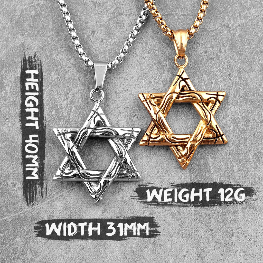 PENDRA Judaism Hexagram Boyfriend Steel Necklace