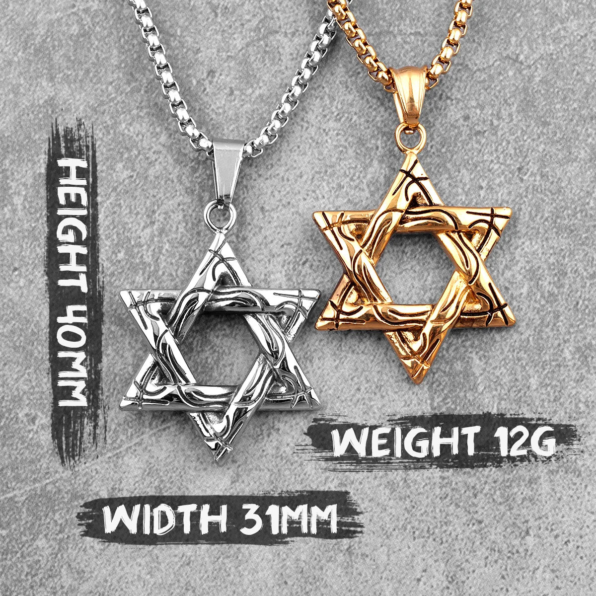 PENDRA Judaism Hexagram Boyfriend Steel Necklace
