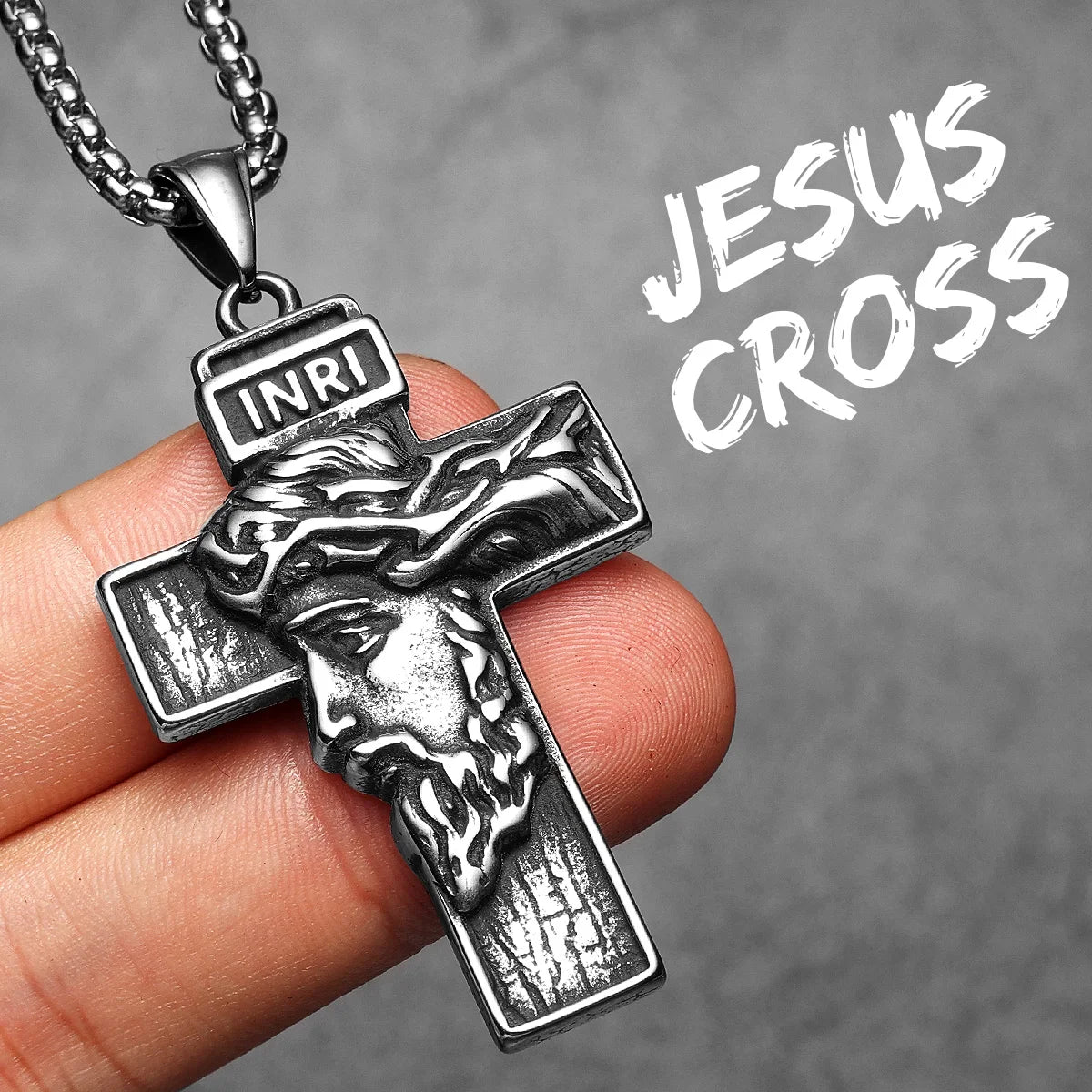 PENDRA INRI Jesus Cross Steel Necklace
