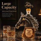 Blanton's Horse Head Shaped Crystal Whiskey Decanter, Bronze Horse Rider Stopper Liquor Bottle, Kentucky Bourbon Spirits Storage