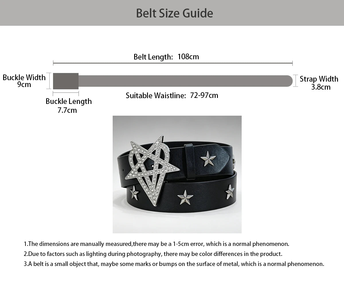 Luxury Desiner Skull Pu Leather Belts For Women and Men Y2K Western Cowgirl Cowboy Punk Belt Stars Rivet Gothic Accessories