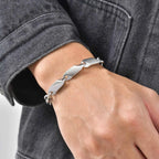 Cool Punk Stainless Steel Chain Bracelet for Men,21CM Silver Color Metal Chain Wristband,Hip Hop Jewelry Gift