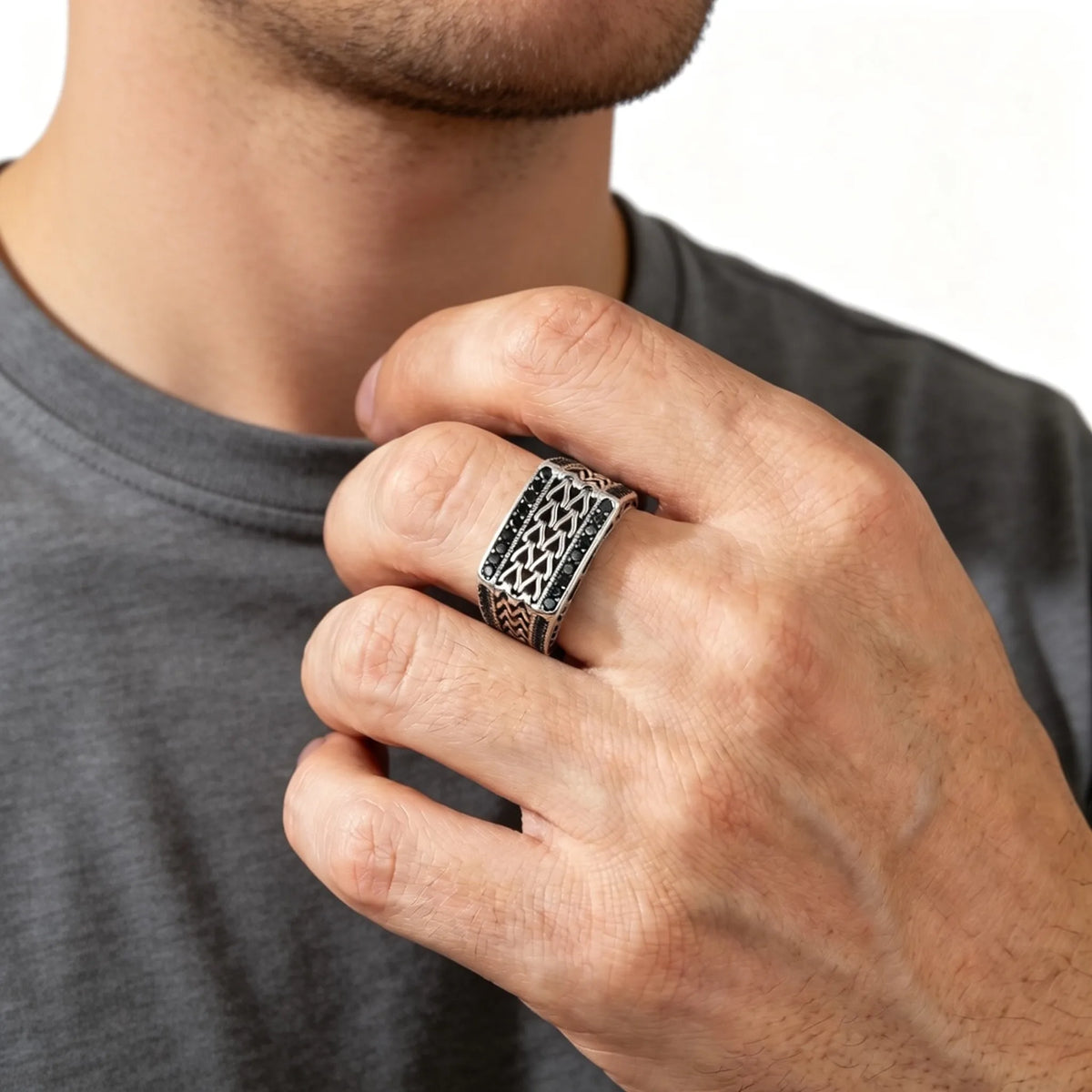 Vintage Punk Signet Ring for Men,Waterproof Stainless Steel Statement Ring,New Jewelry