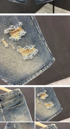 Summer Straight Ripped Shorts Trendy Thin Youth Casual Breeches Men's Fashion Handsome Denim Pants Clothes Man Short Jeans