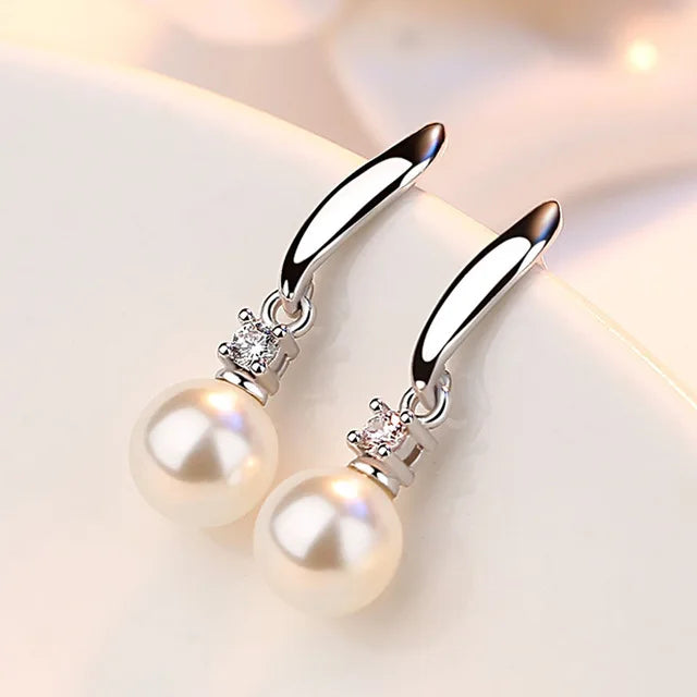 VENTFILLE Silver Gold Color Pearl Hoop Earrings for Women Girl Gift Wedding Party Clasp Jewelry Dropshipping Wholesale