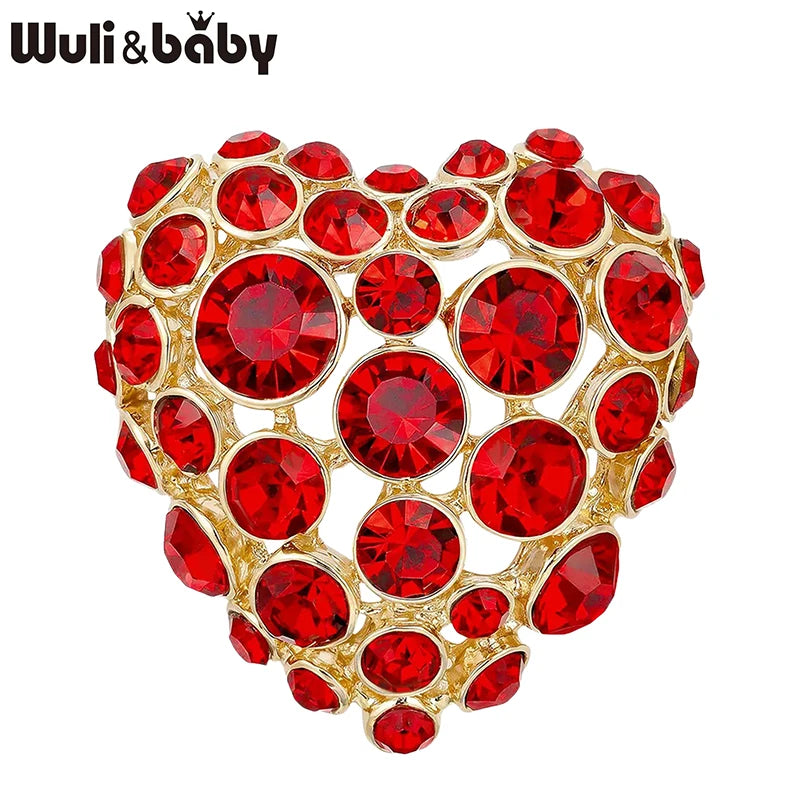 PENDRA Amoria Cute Rhinestone Heart Brooch