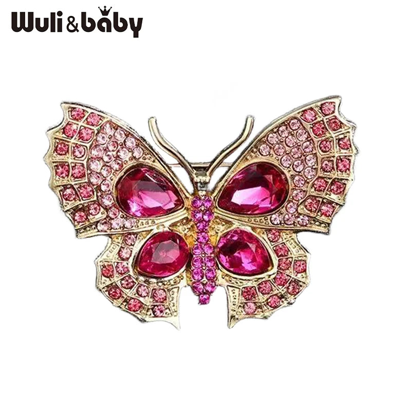 PENDRA Shimmering Butterfly Rhinestone Brooch