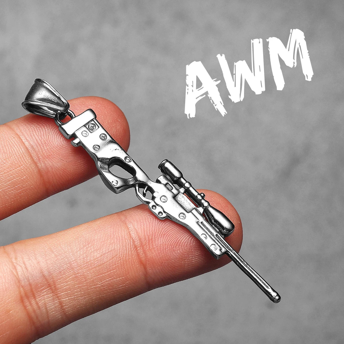 Awm Sniper Rifle Gun Men Necklaces Stainless Steel Pendant Chain Women Punk Fashion Jewelry New in Accessories Gifts Wholesale