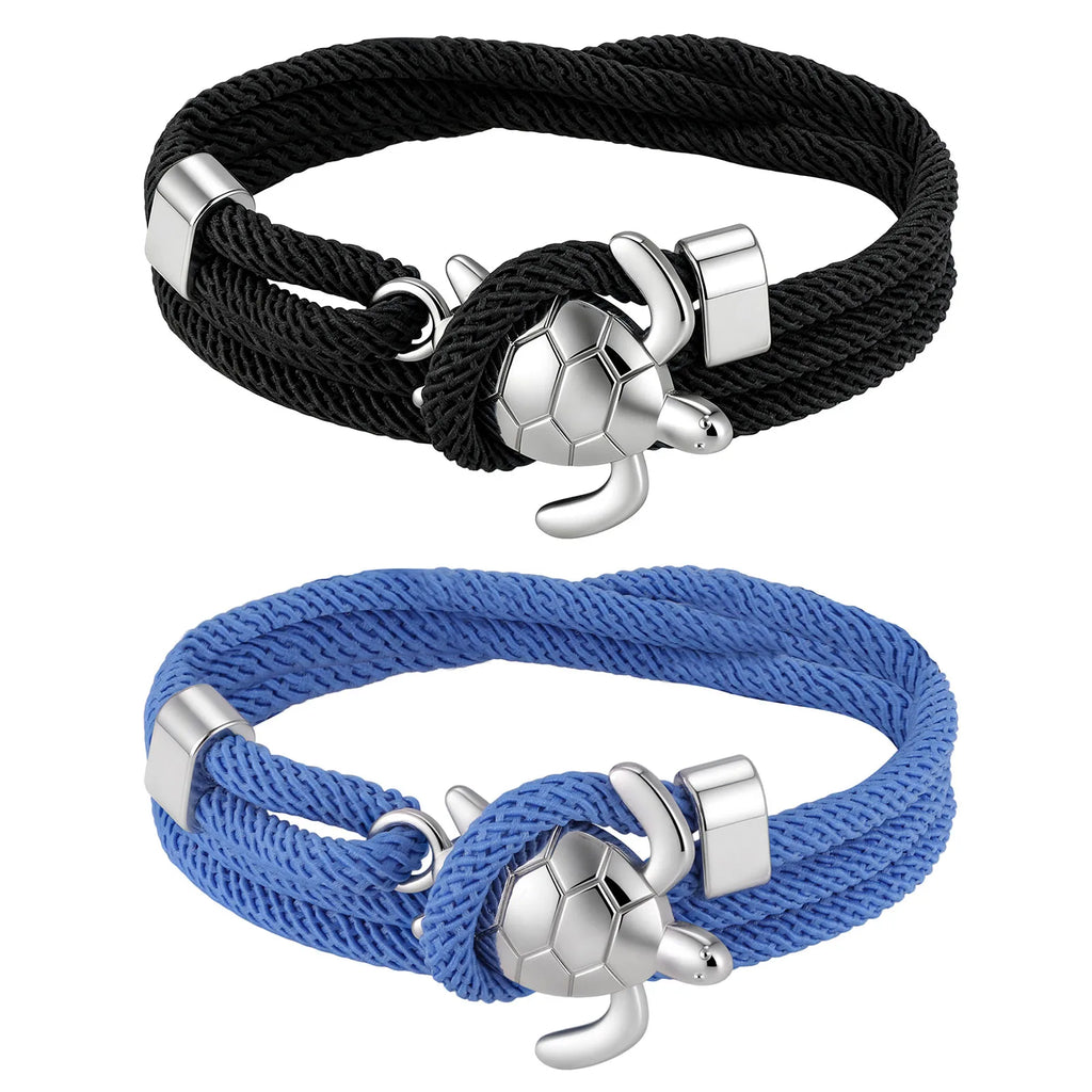 Unique Sea Turtle Rope Bracelets for Men,Multi Layer Braided Bracelet, Beach Surfer Jewelry Gift