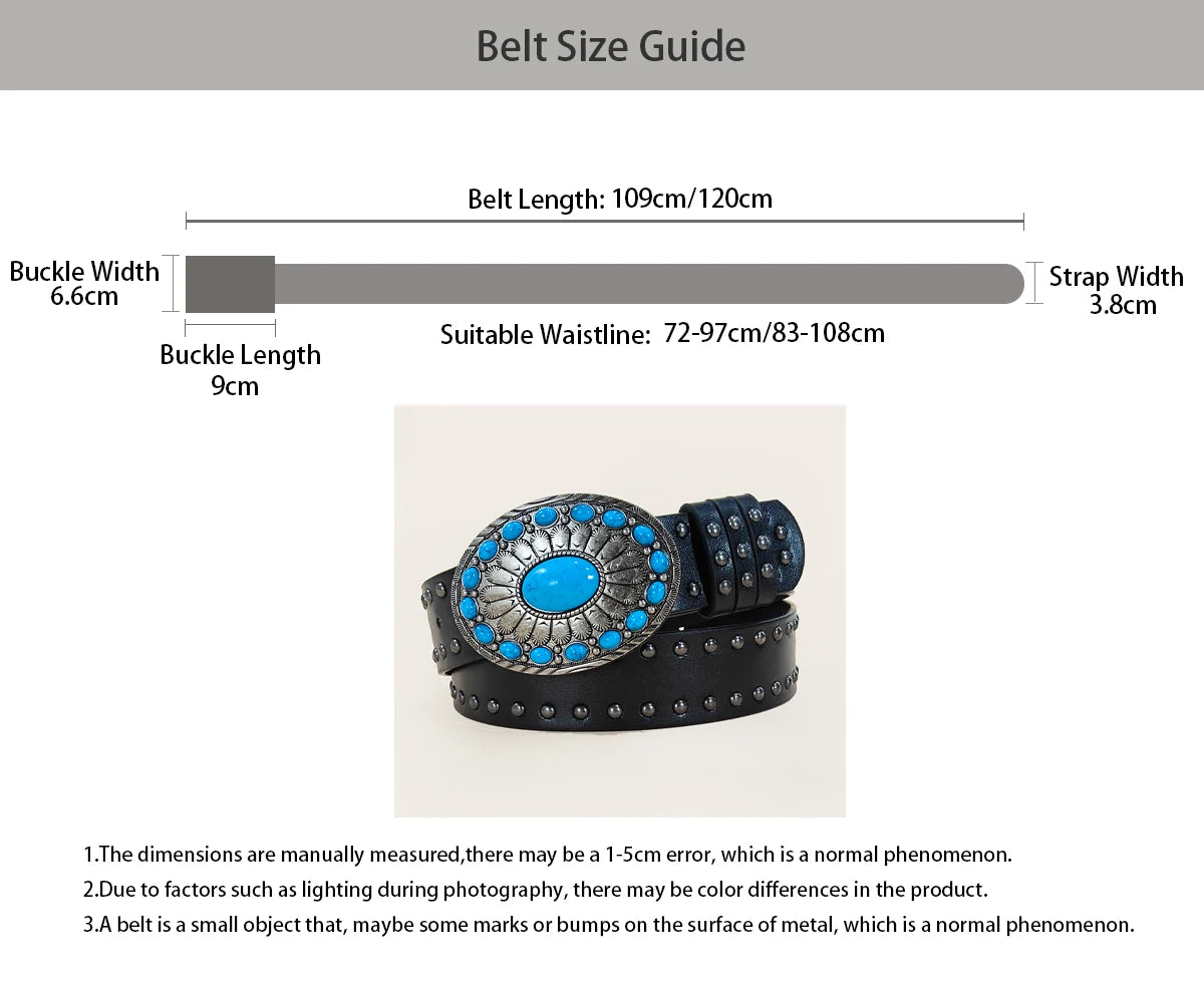 PENDRA Lunaine Leather Turquoise Buckle Western Gothic Belt